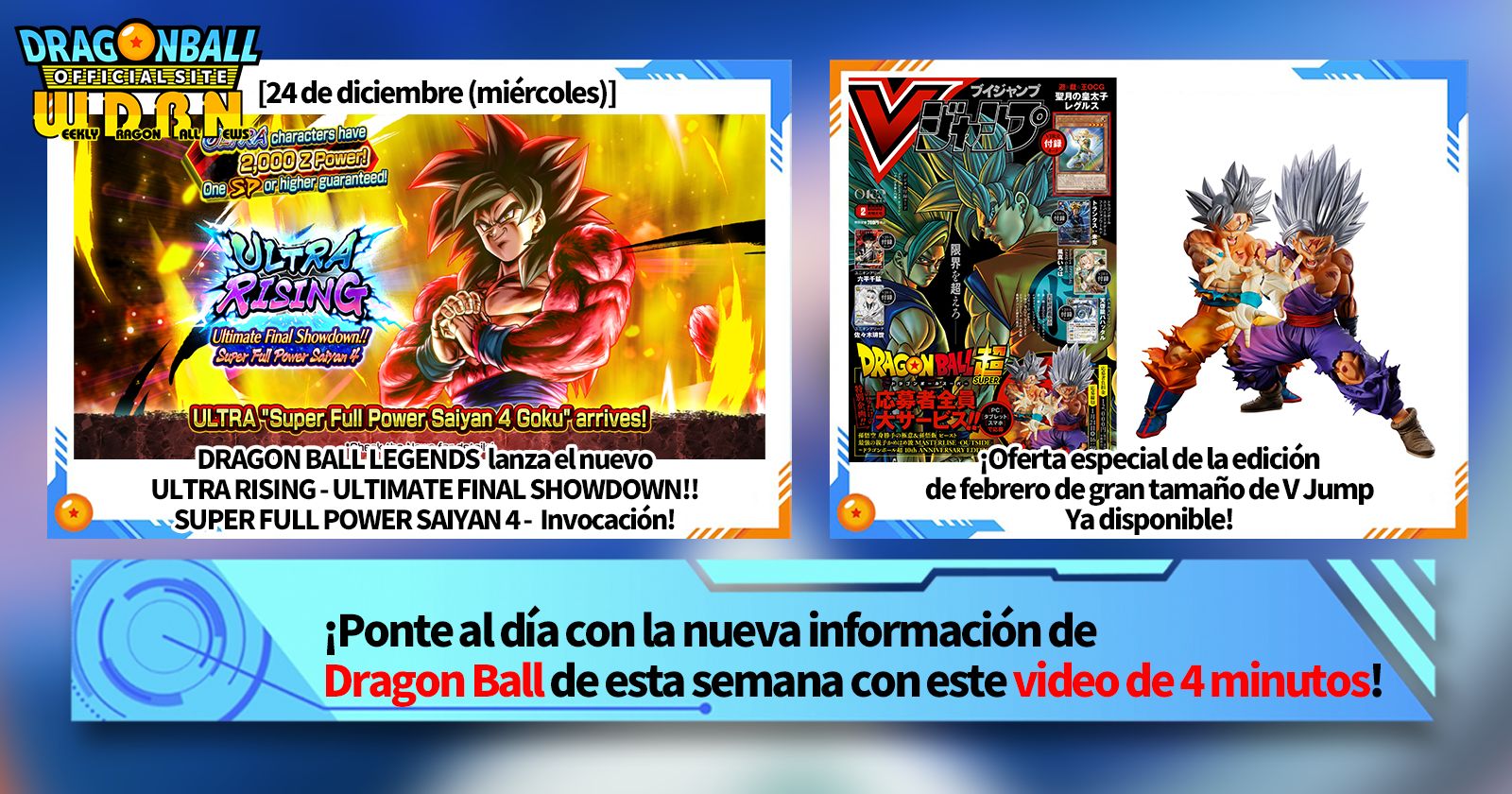 [29 de diciembre] ¡Transmisión Noticias semanales de Dragon Ball !