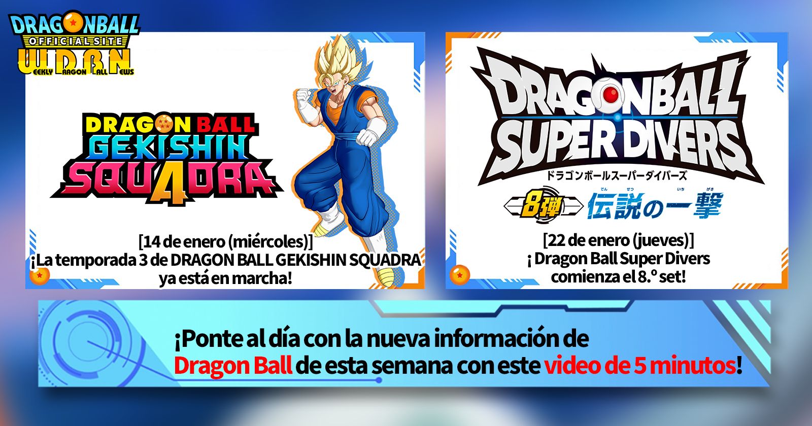 [12 de enero] ¡Transmisión Noticias semanales de Dragon Ball !