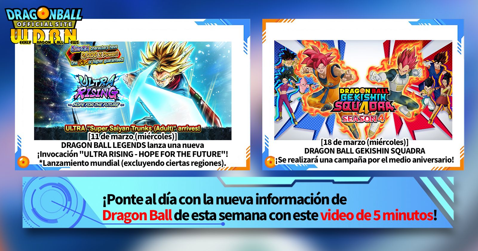 [16 de marzo] ¡Transmisión Noticias semanales de Dragon Ball !