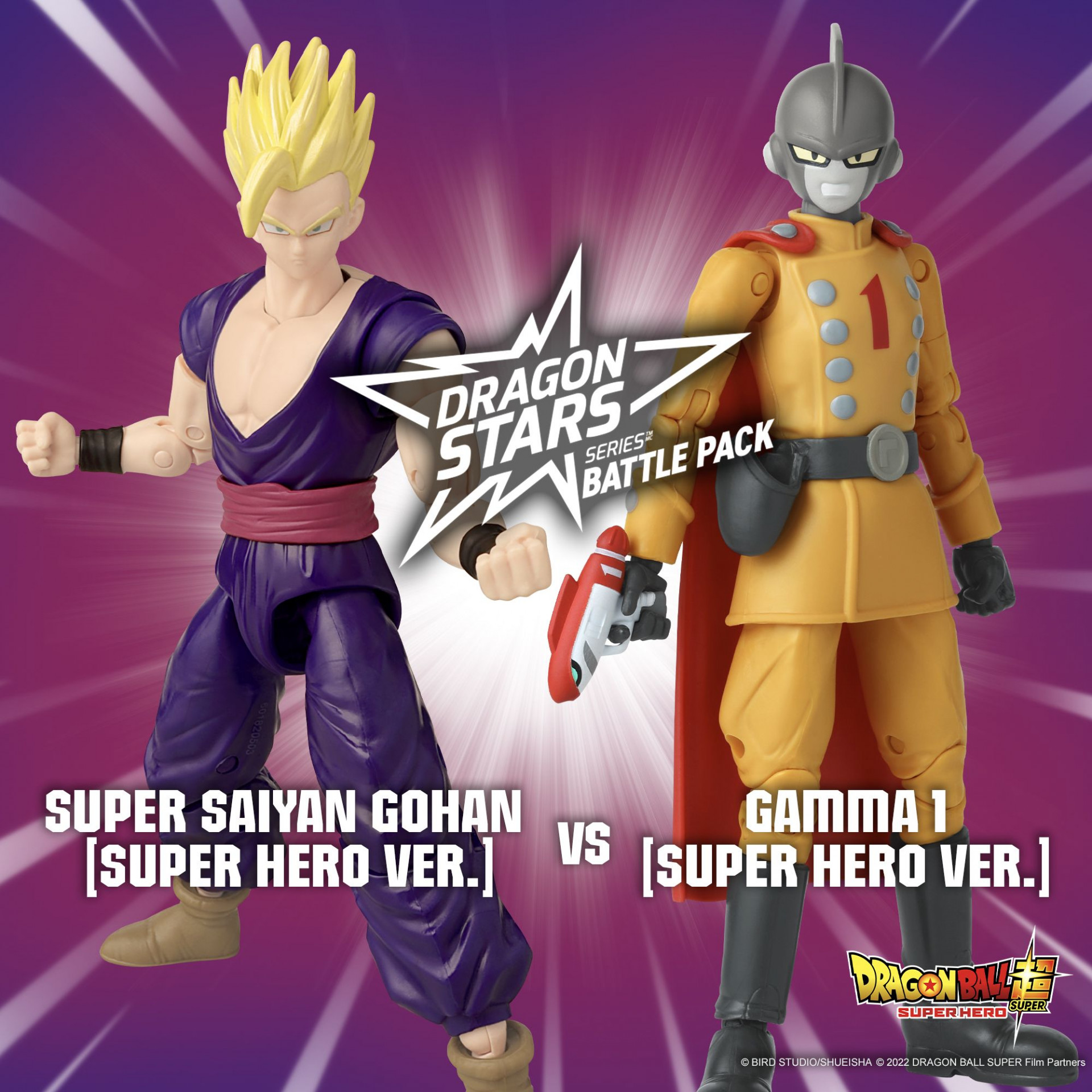 ¡Juego de dos figuras con Super Saiyan Gohan y Gamma 1 de Dragon Ball Super: SUPER HERO que llega a la línea de paquetes de batalla de la serie Dragon Stars !
